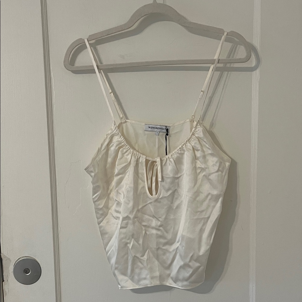 NWT WeWoreWhat Ivory Silky 100% Silk Cami